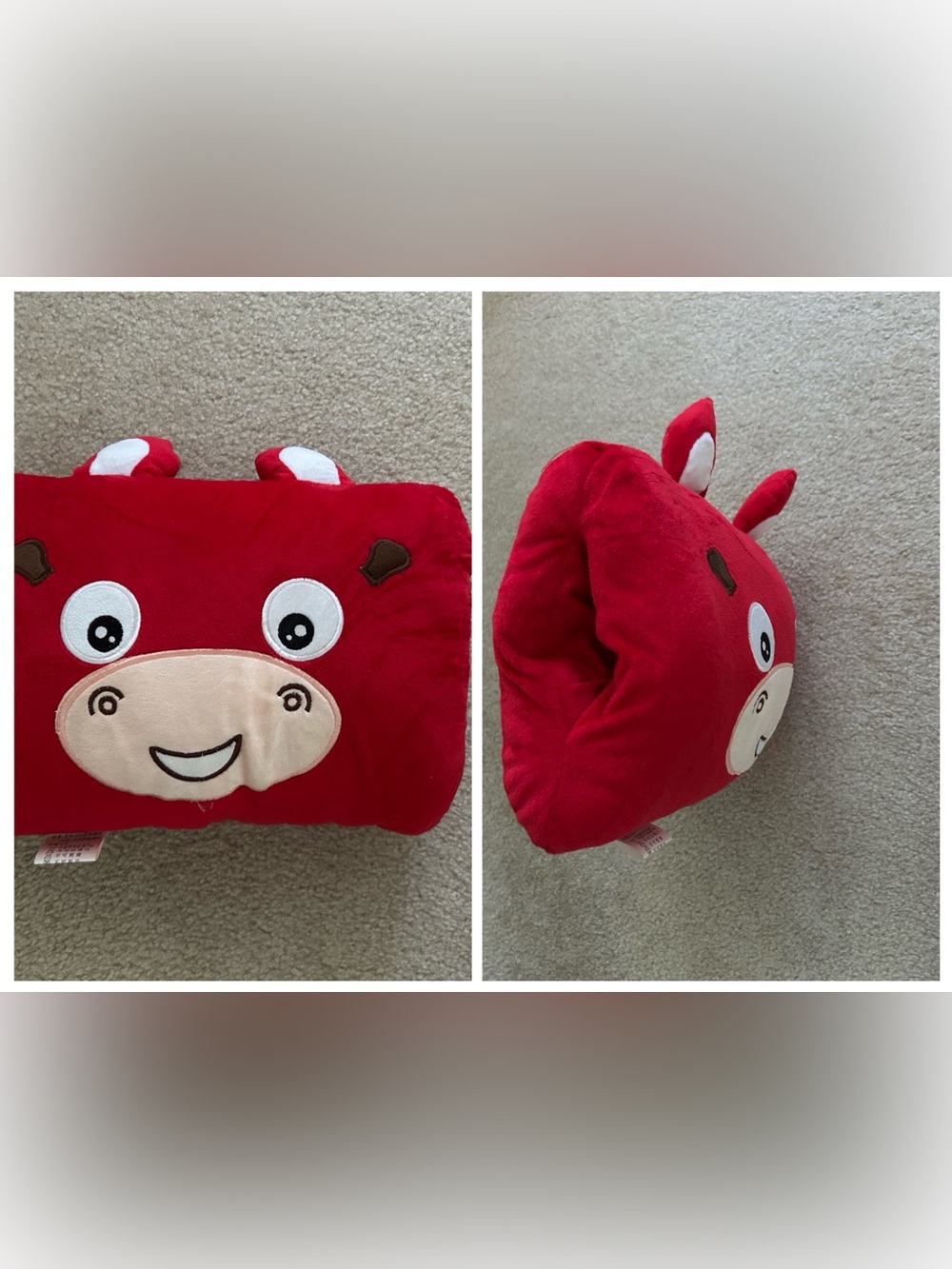 hand warmer - Red Plush Cow Pillow Toy